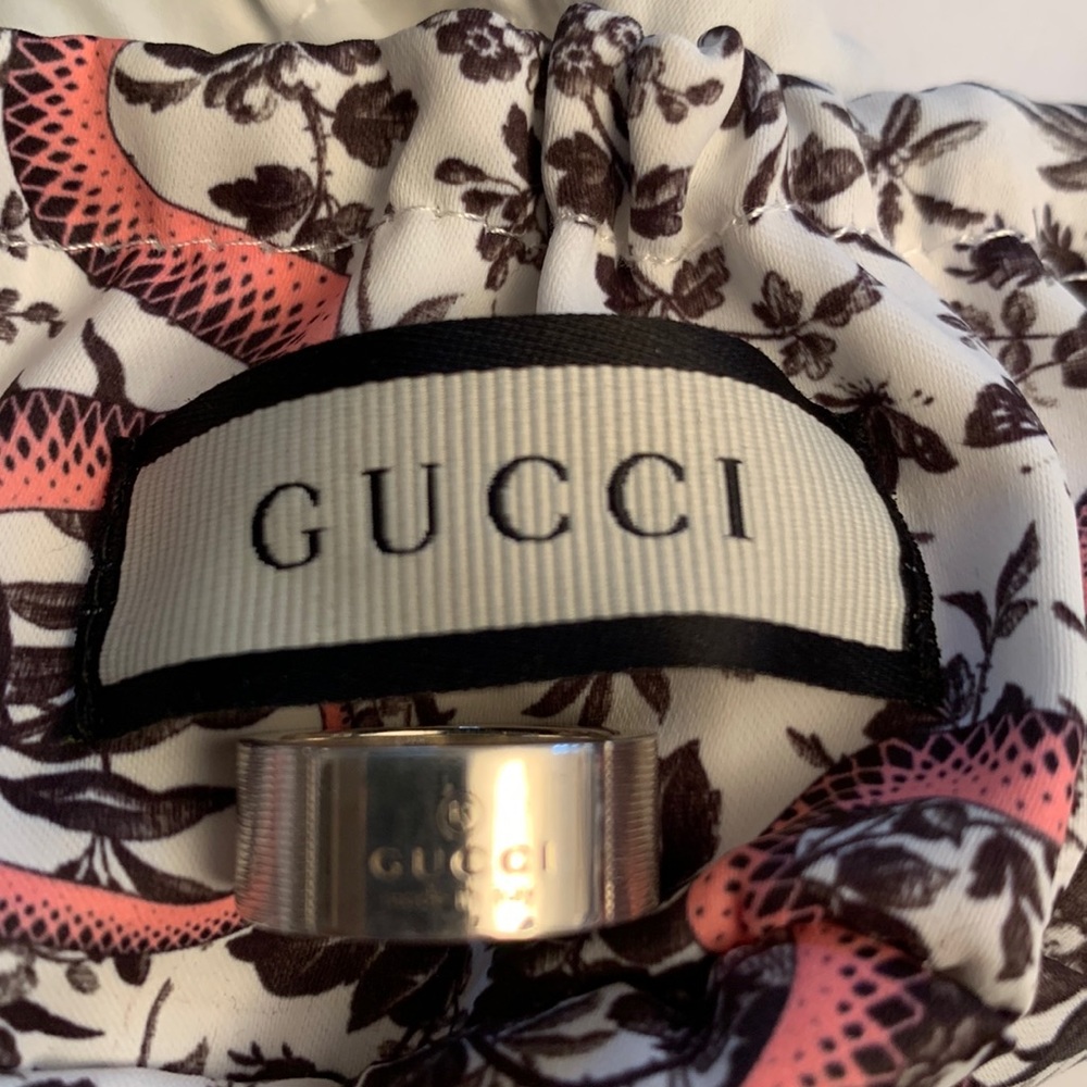 Gucci Silver Logo Band Ring